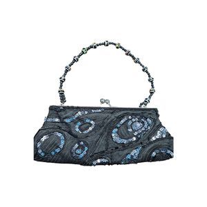 Vintage 80's Beaded Envelope Clasp Purse Sequined Swirl